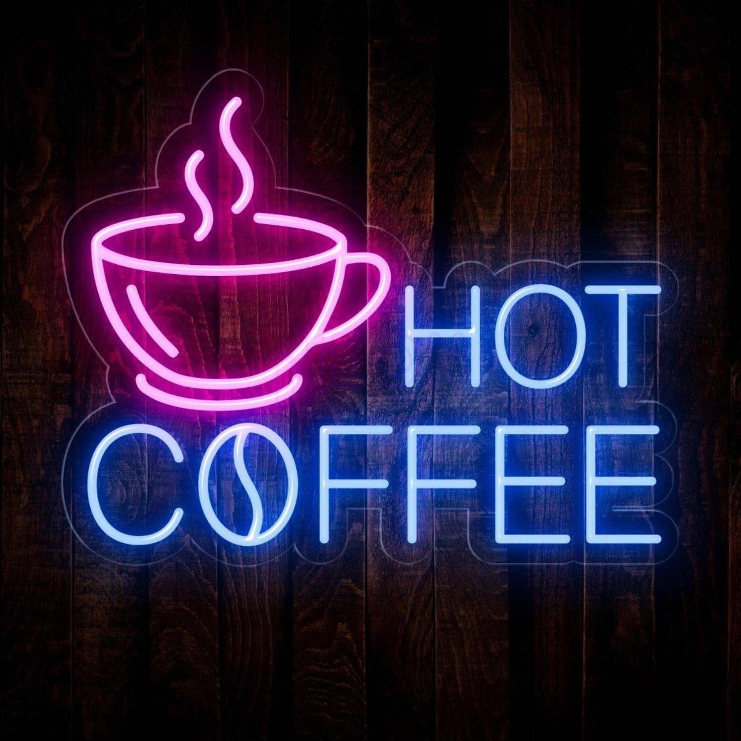 Pink White Hot Coffee Led Neon Sign With Cup Design For Cafe Home Bar Decor | Shineneon