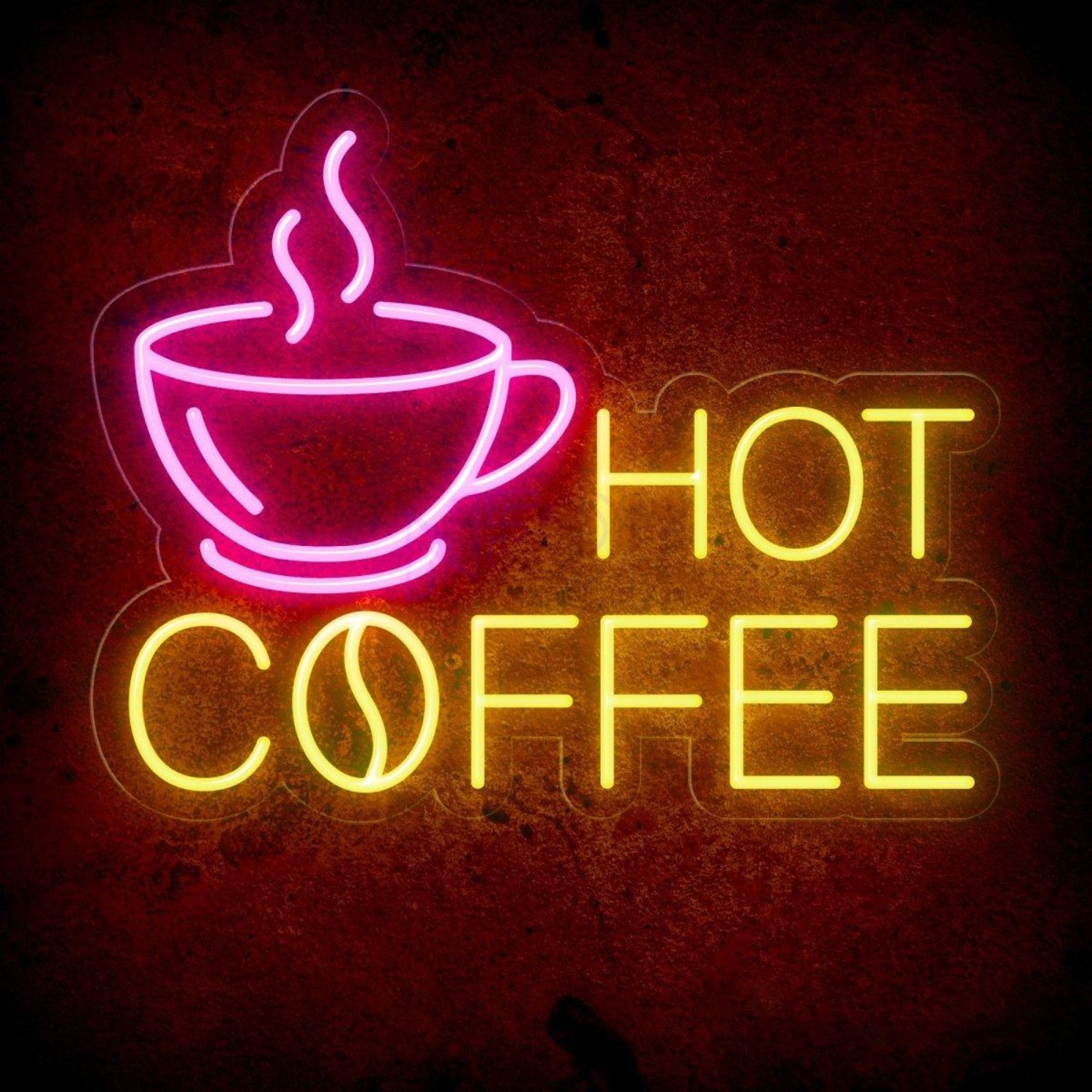 Pink White Hot Coffee Led Neon Sign With Cup Design For Cafe Home Bar Decor | Shineneon