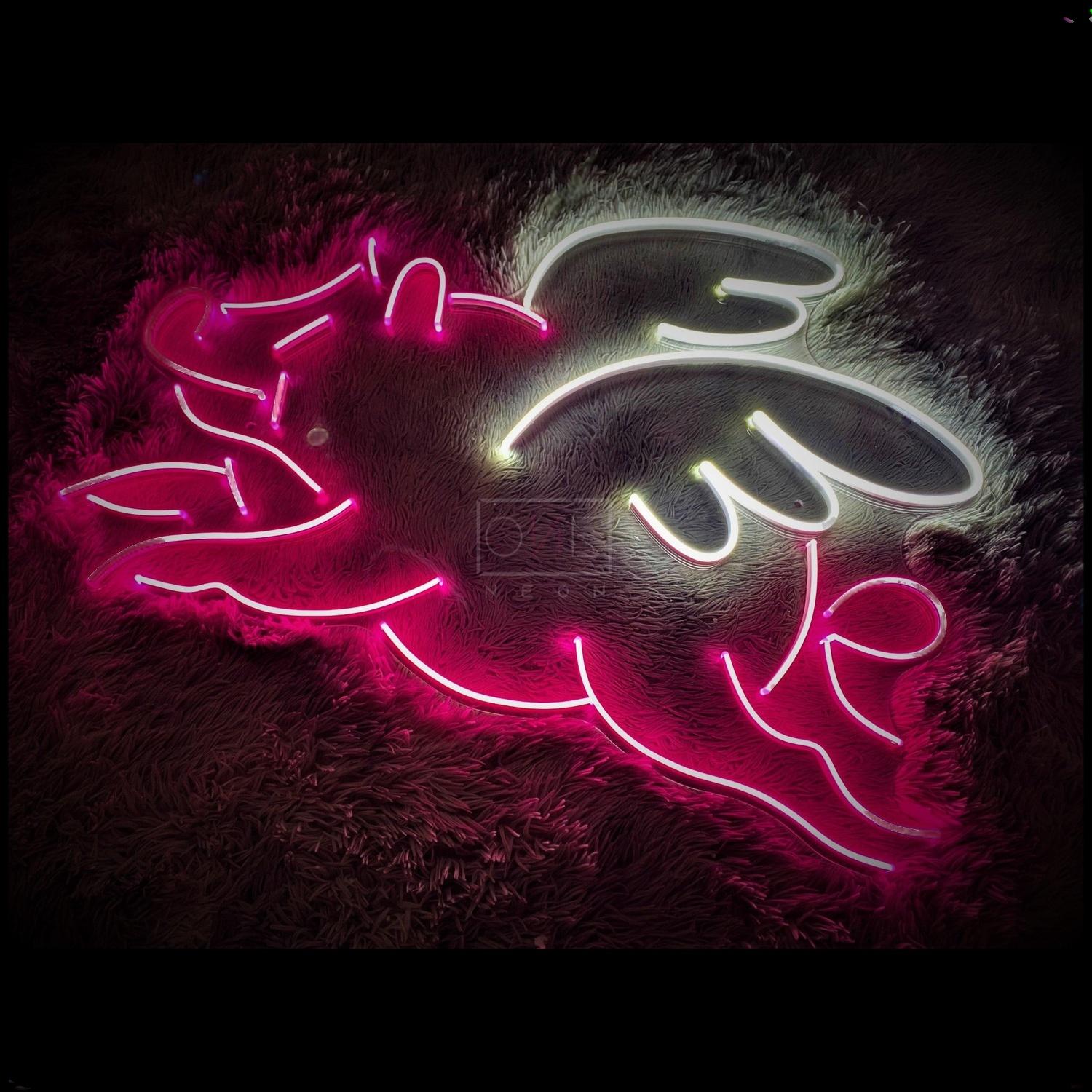 Pink-White Winged Flame Led Neon Sign For Bedroom Studio Decor | Shineneon