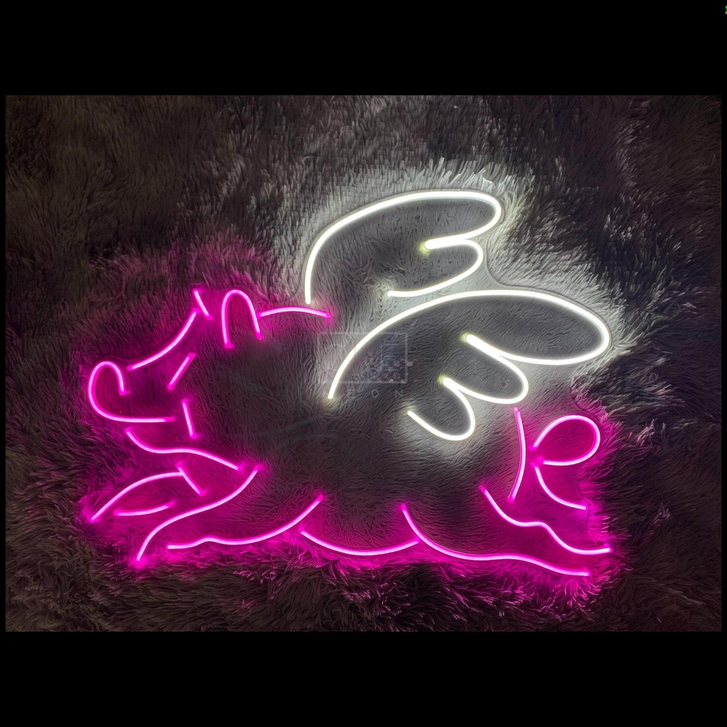 Pink-White Winged Flame Led Neon Sign For Bedroom Studio Decor | Shineneon