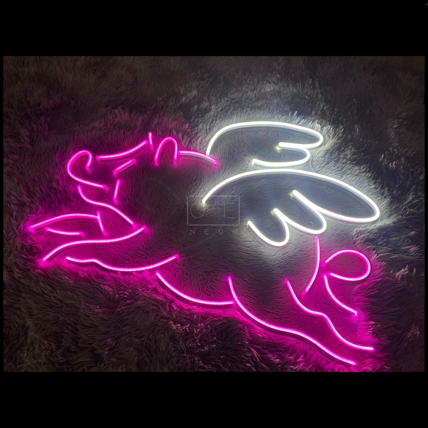 Pink-White Winged Flame Led Neon Sign For Bedroom Studio Decor | Shineneon