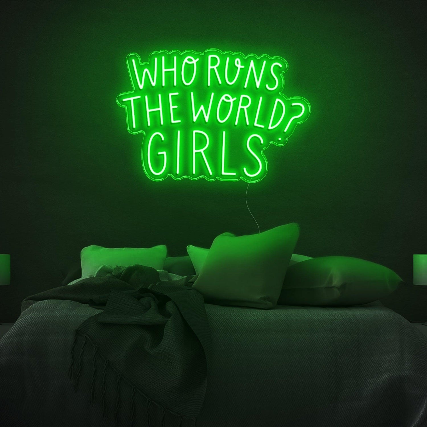 Pink Who Runs The World Girls Led Neon Sign Bedroom Wall Art | Shineneon