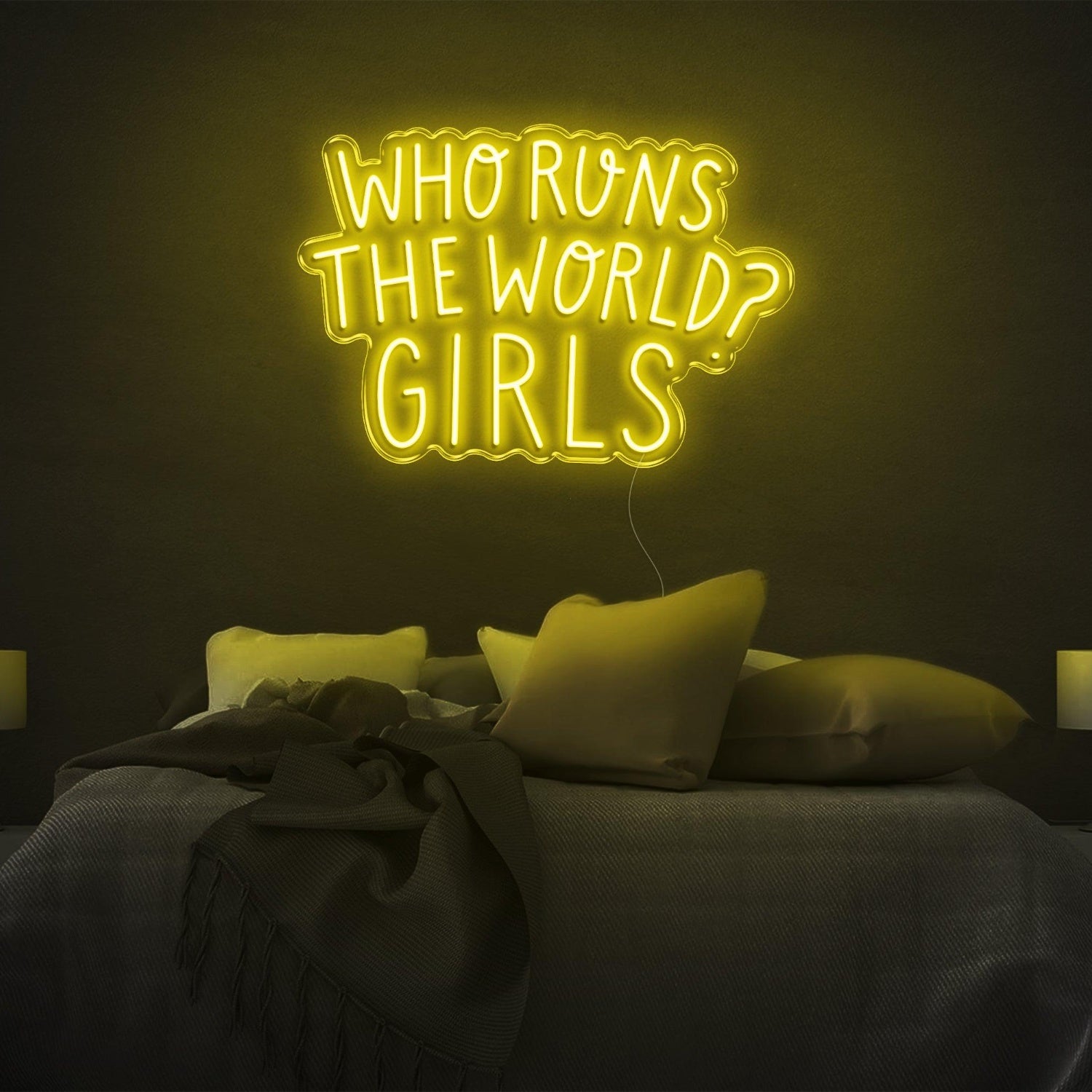 Pink Who Runs The World Girls Led Neon Sign Bedroom Wall Art | Shineneon