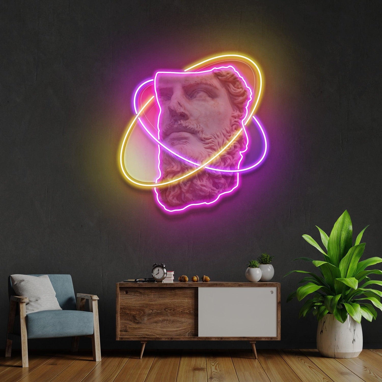 Pink-Yellow Classical Sculpture Uv Printed Led Neon Sign For Home Decor Creative Studios | Shineneon