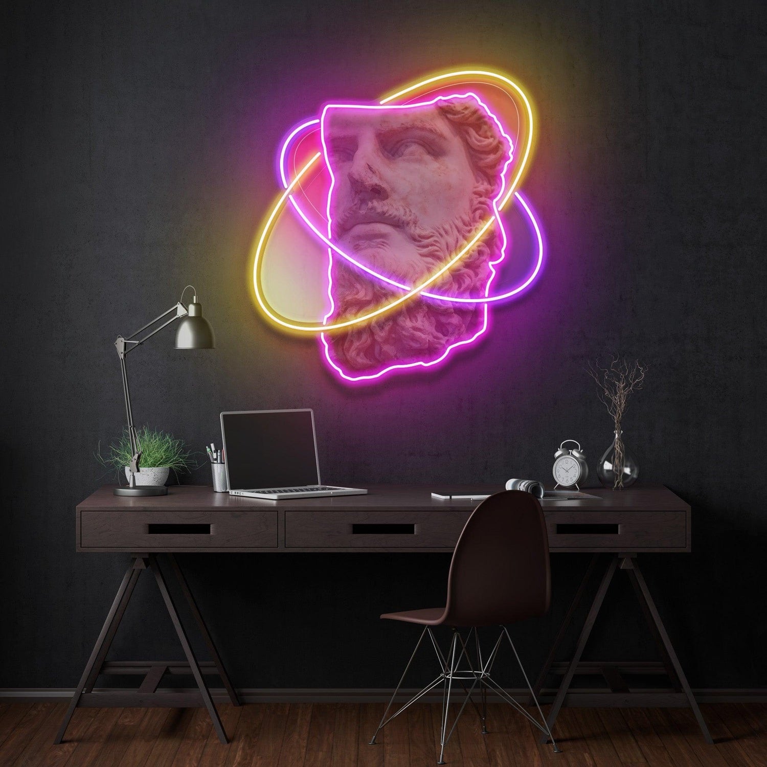 Pink-Yellow Classical Sculpture Uv Printed Led Neon Sign For Home Decor Creative Studios | Shineneon