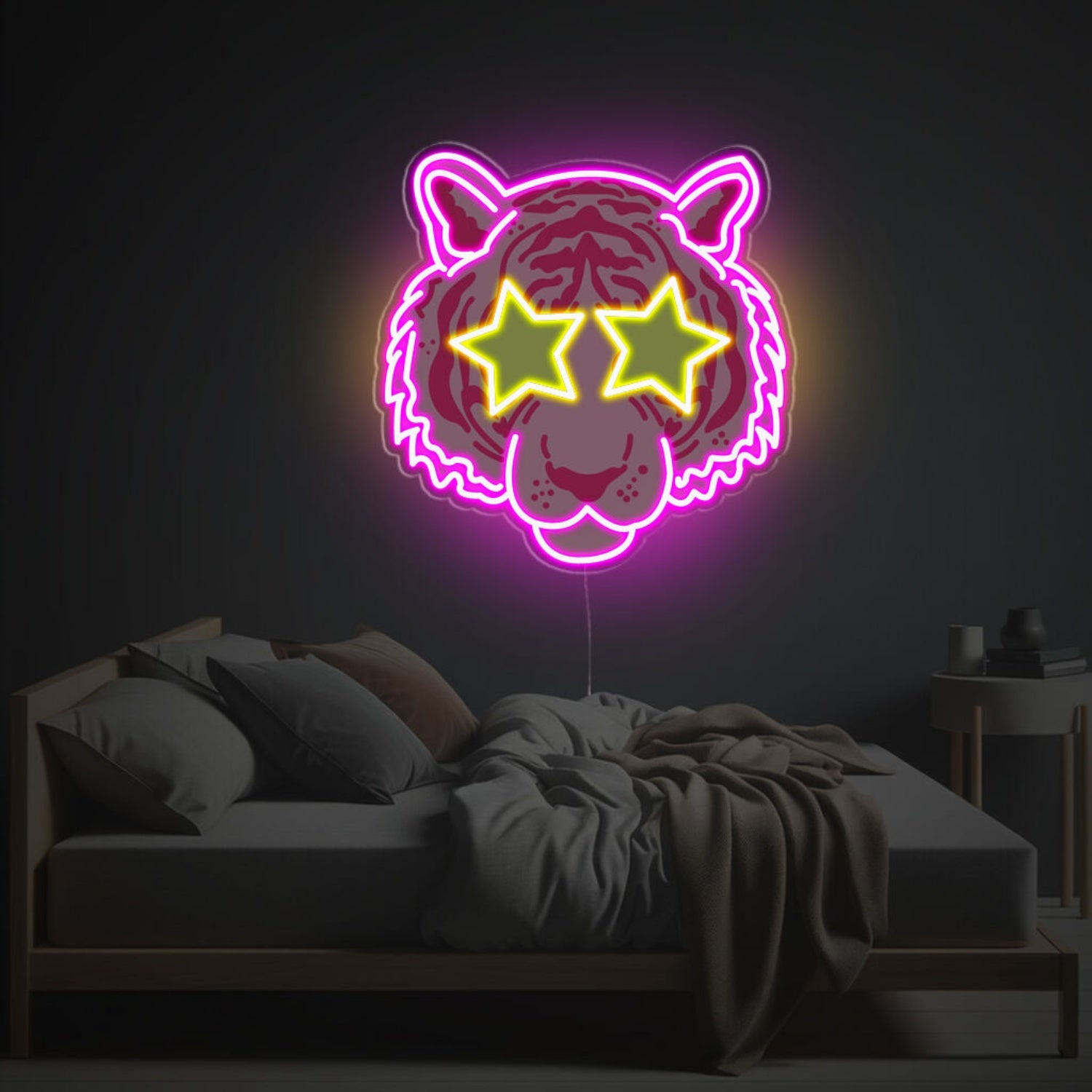 Pinky Tiger With Star Eyes Led Neon Acrylic Artwork | Shineneon