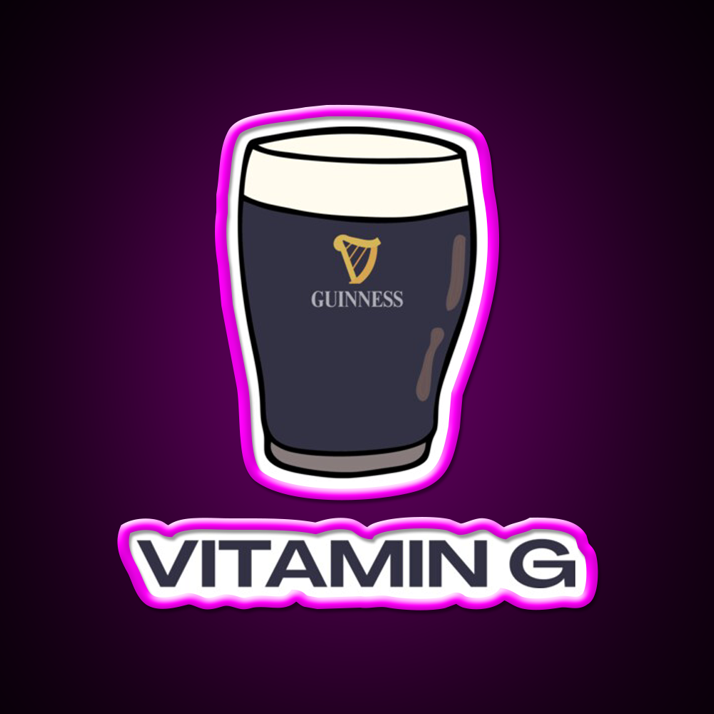 Pint Of Guiness Vitamin G Split The G Beer Bar Decor Led Neon Sign Rgb Color - Neon sign mounted on wall in room