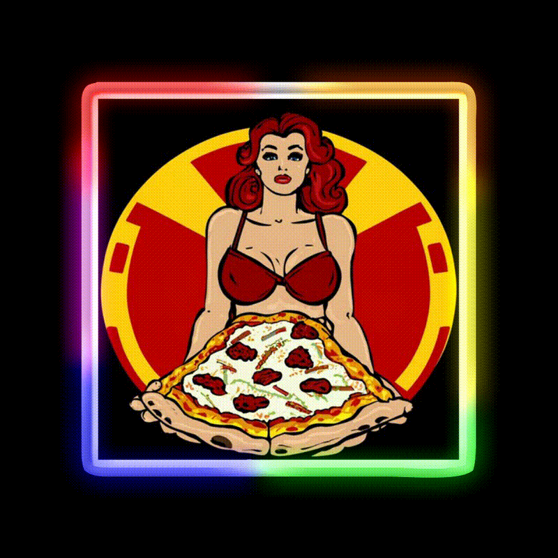Pinup Pizza Fast Food Led Neon Sign For Burger Place Rgb Color