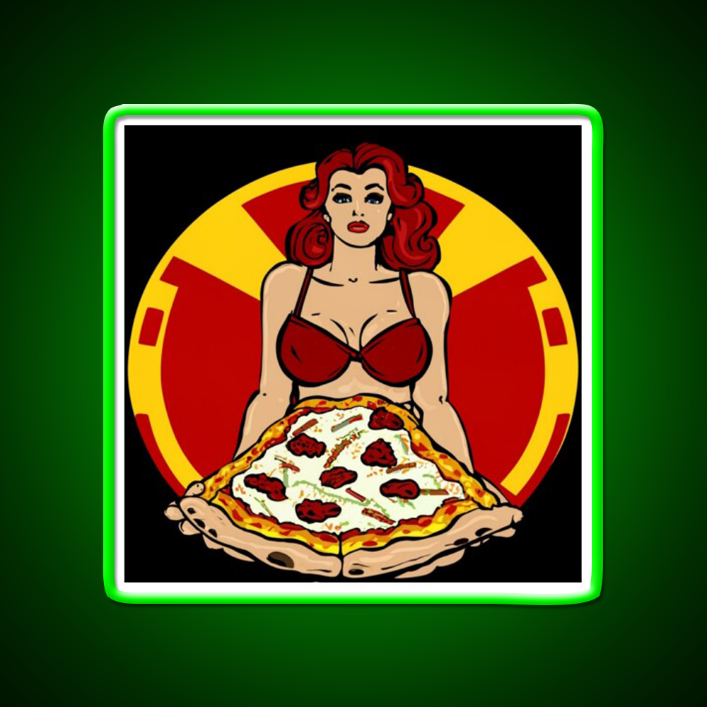 Pinup Pizza Fast Food Led Neon Sign For Burger Place Rgb Color
