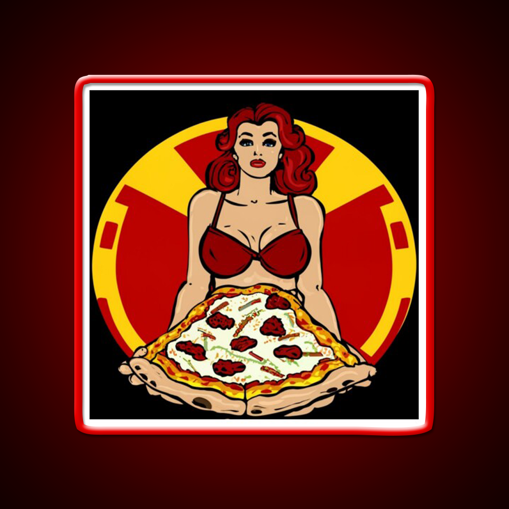 Pinup Pizza Fast Food Led Neon Sign For Burger Place Rgb Color