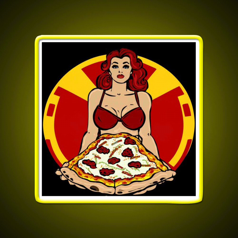 Pinup Pizza Fast Food Led Neon Sign For Burger Place Rgb Color