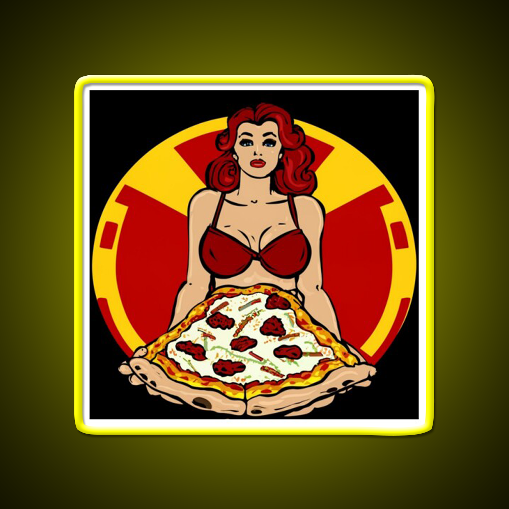 Pinup Pizza Fast Food Led Neon Sign For Burger Place Rgb Color