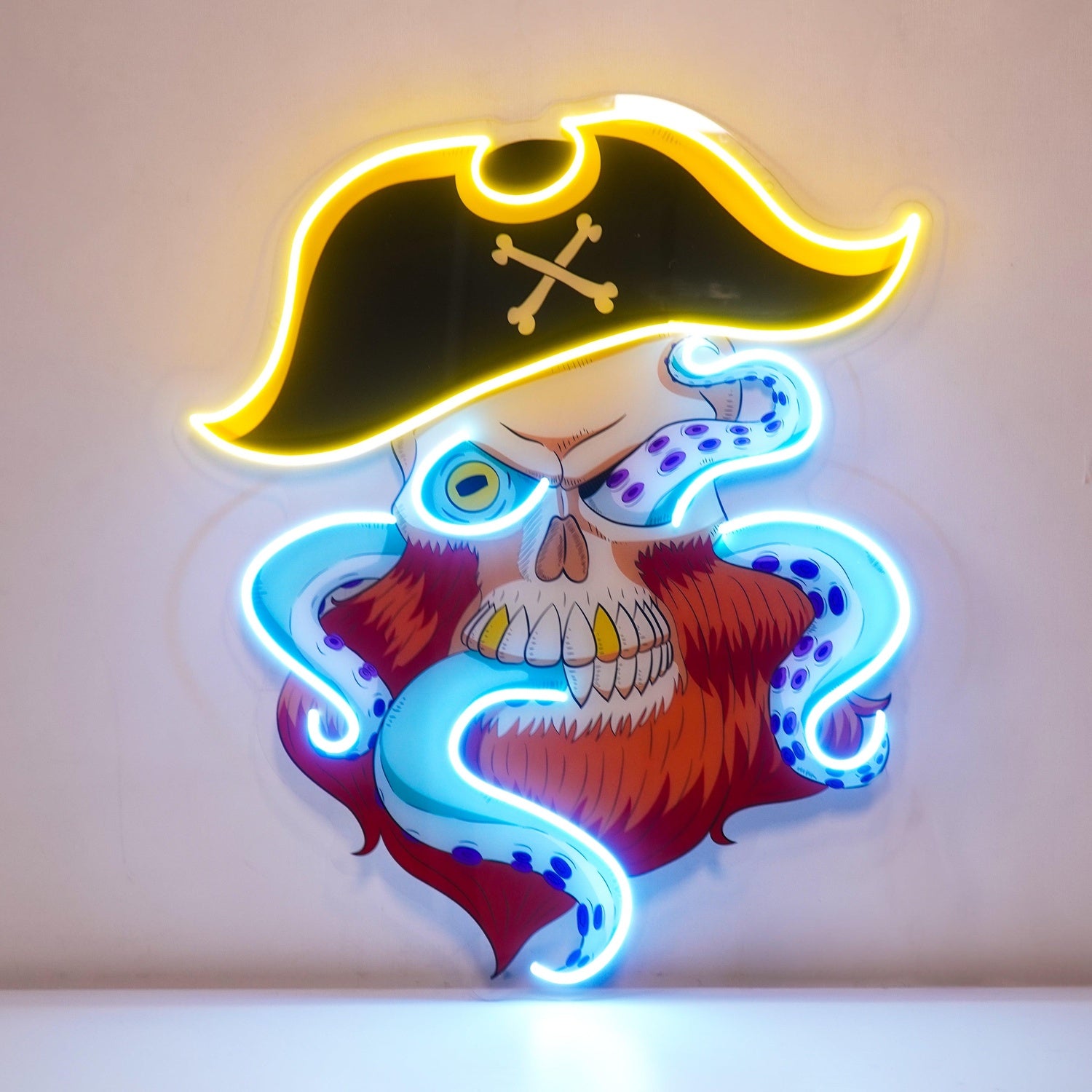 Pirate Captain Skull With Octopus Uv Printed Led Neon Sign For Themed Home Decor | Shineneon
