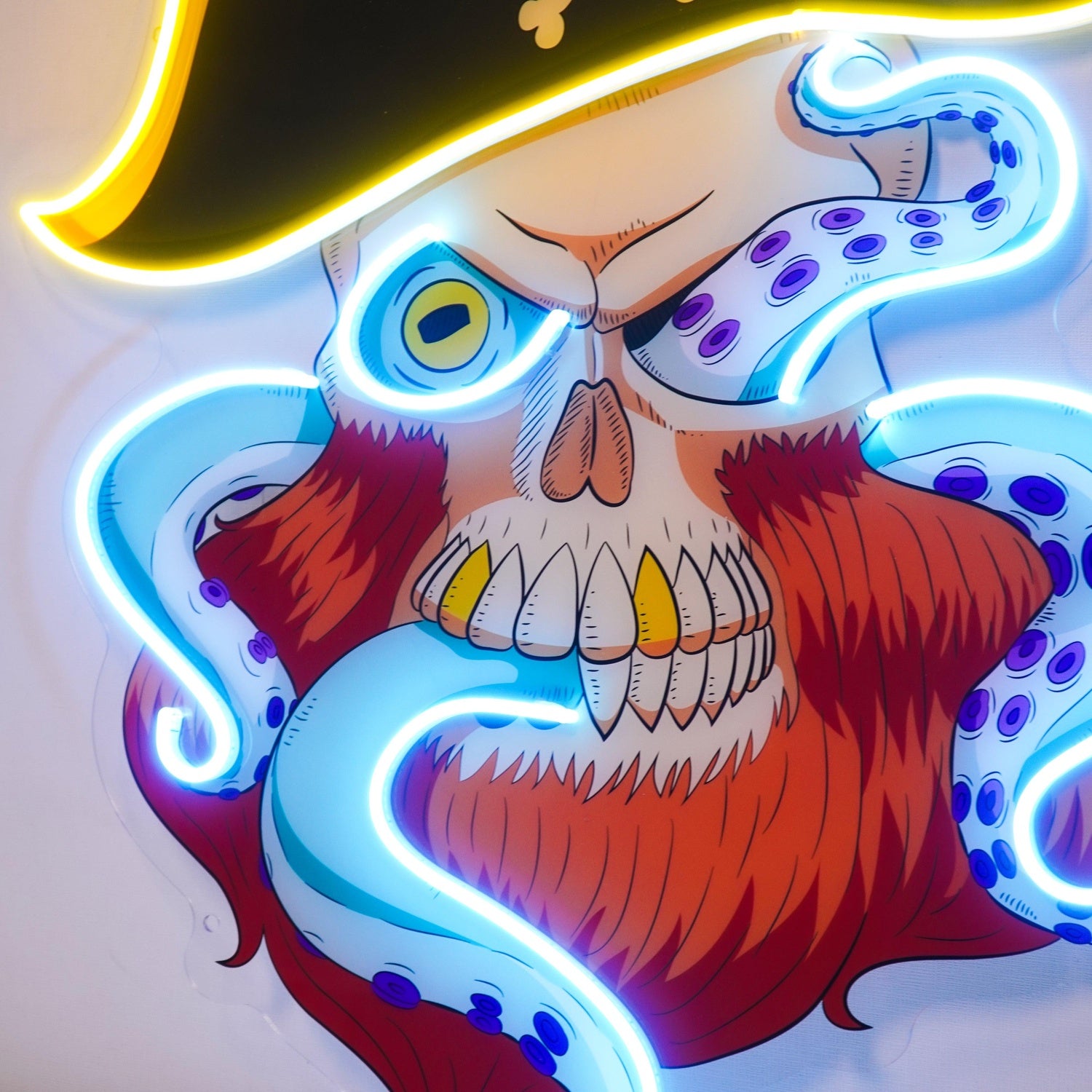 Pirate Captain Skull With Octopus Uv Printed Led Neon Sign For Themed Home Decor | Shineneon