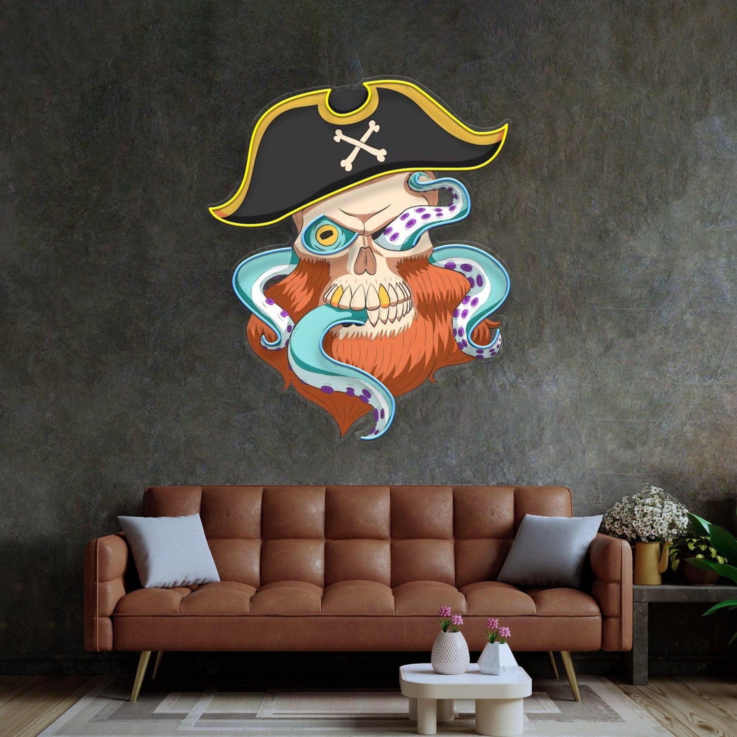 Pirate Captain Skull With Octopus Uv Printed Led Neon Sign For Themed Home Decor | Shineneon