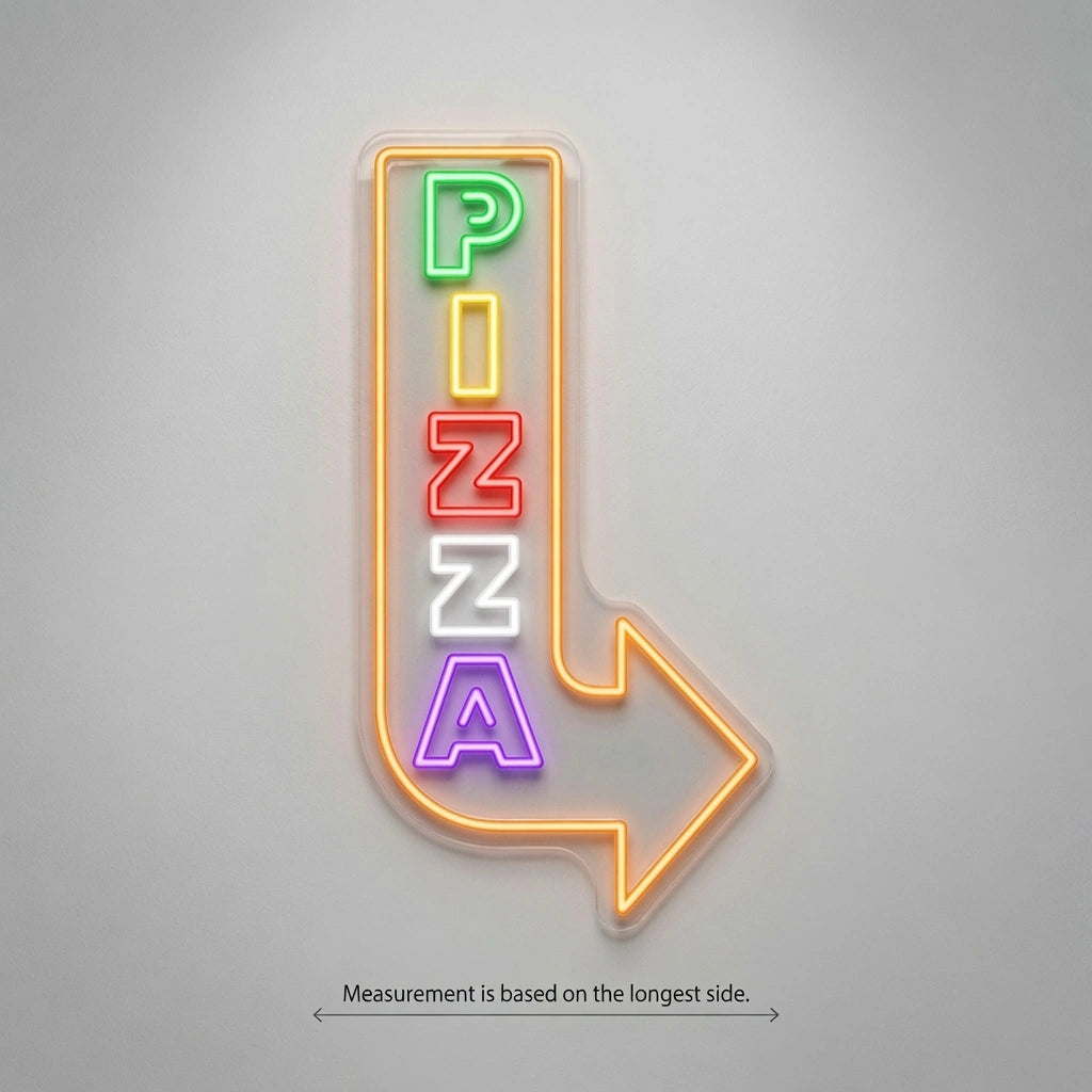 Pizza And Arrow Pointing Up Wall Decor LED Neon Sign - 04 Size Image