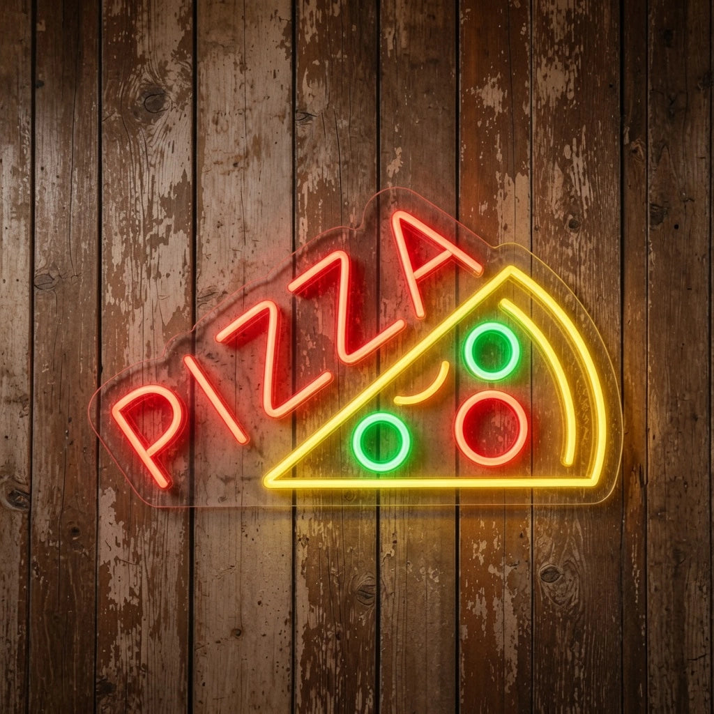 Pizza And Two Slices Of Pizza Wall Decor LED Neon Sign - 01 Original Product Image