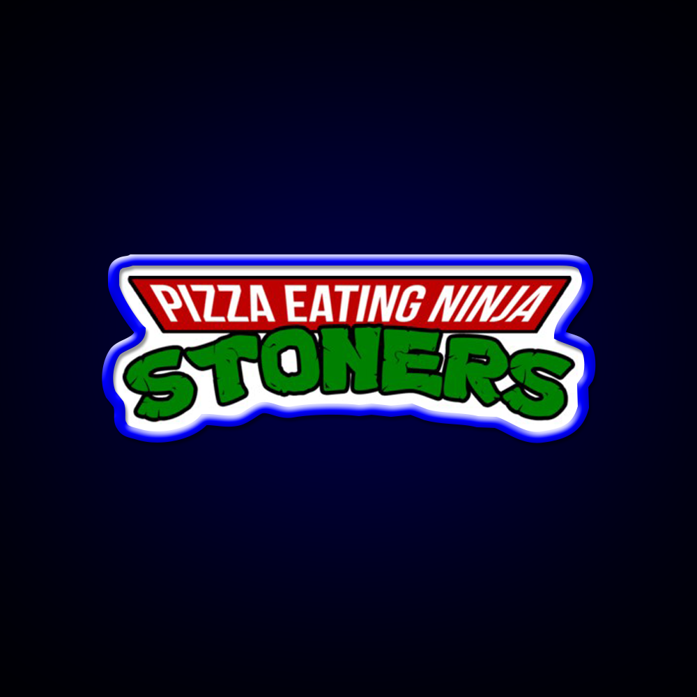 Pizza Eating Ninja Stoners Hemp Inspired Green Leaf Led Neon Sign Rgb Color - LED neon sign view 5