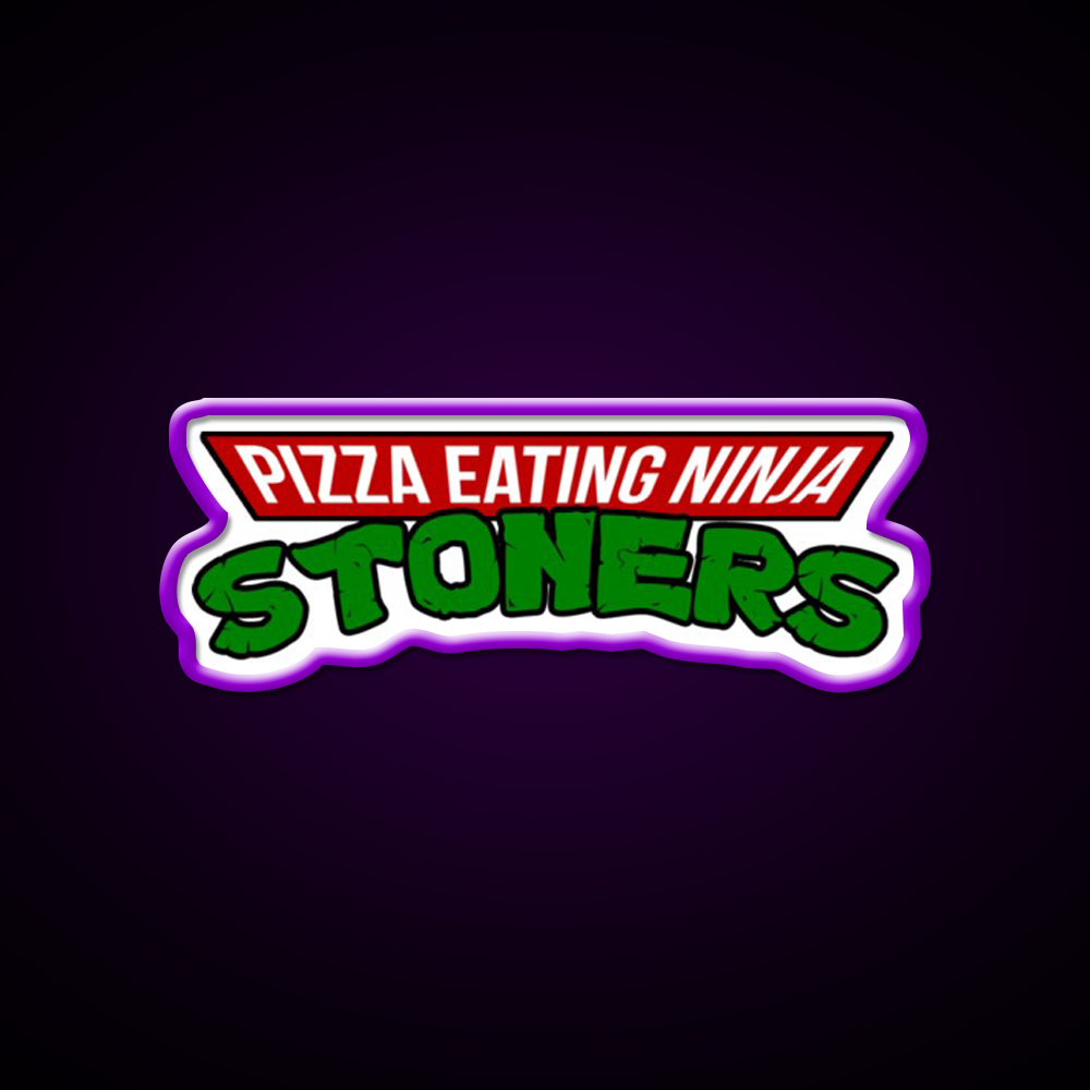 Pizza Eating Ninja Stoners Hemp Inspired Green Leaf Led Neon Sign Rgb Color - LED neon sign view 9