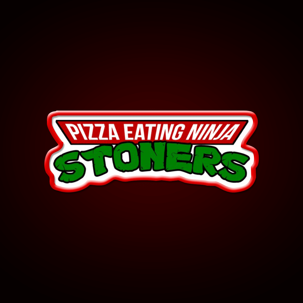 Pizza Eating Ninja Stoners Hemp Inspired Green Leaf Led Neon Sign Rgb Color - Shineneon