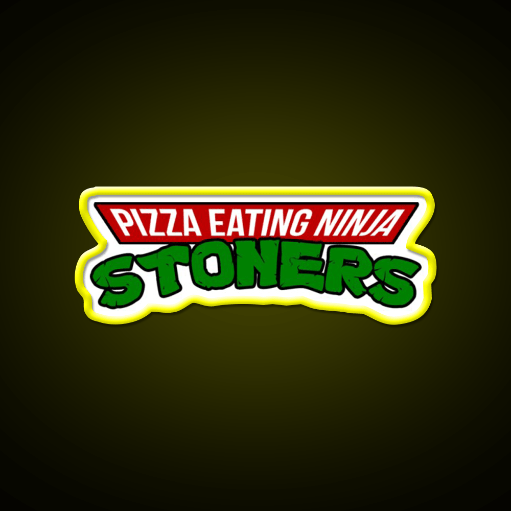 Pizza Eating Ninja Stoners Hemp Inspired Green Leaf Led Neon Sign Rgb Color - Shineneon
