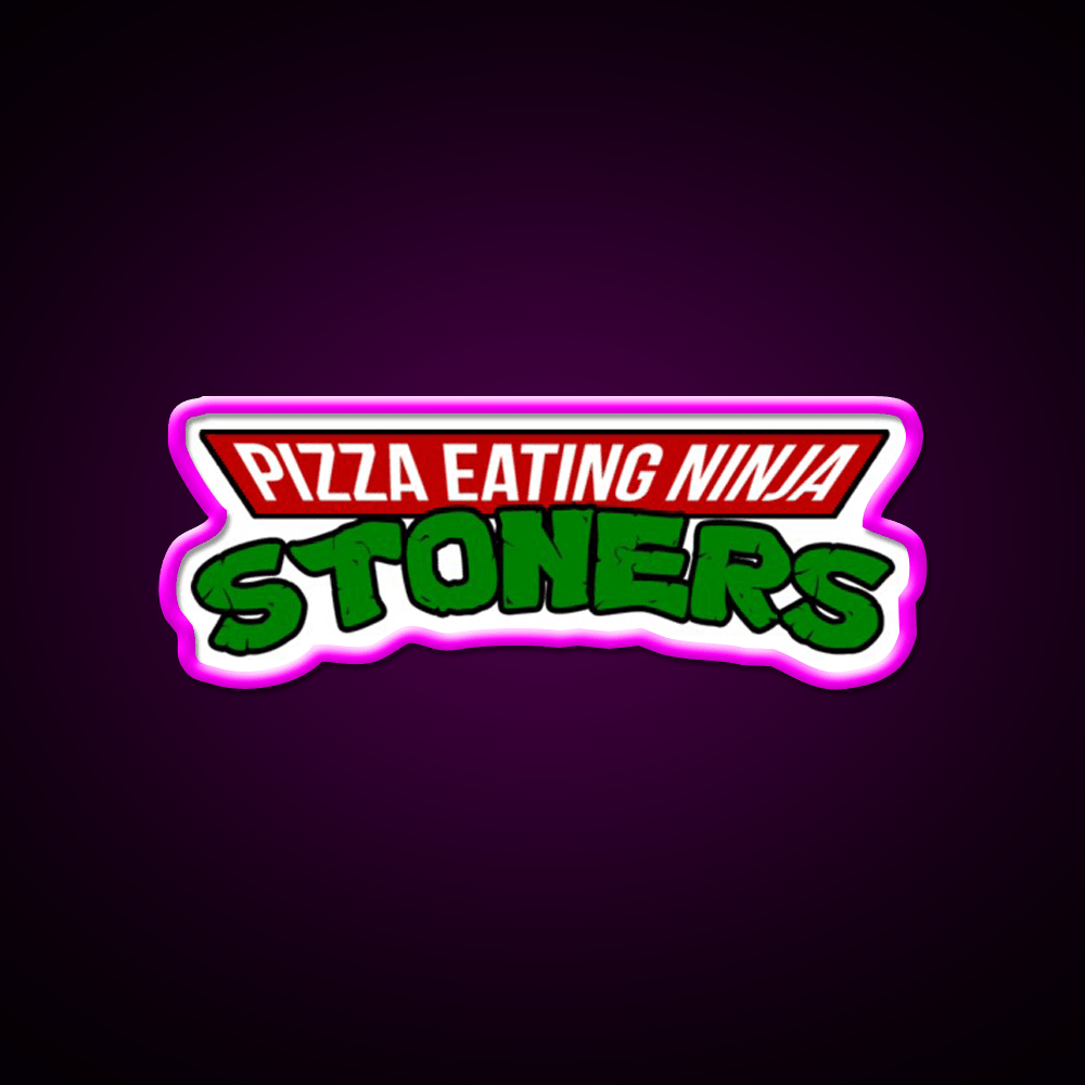 Pizza Eating Ninja Stoners Hemp Inspired Green Leaf Led Neon Sign Rgb Color - Shineneon