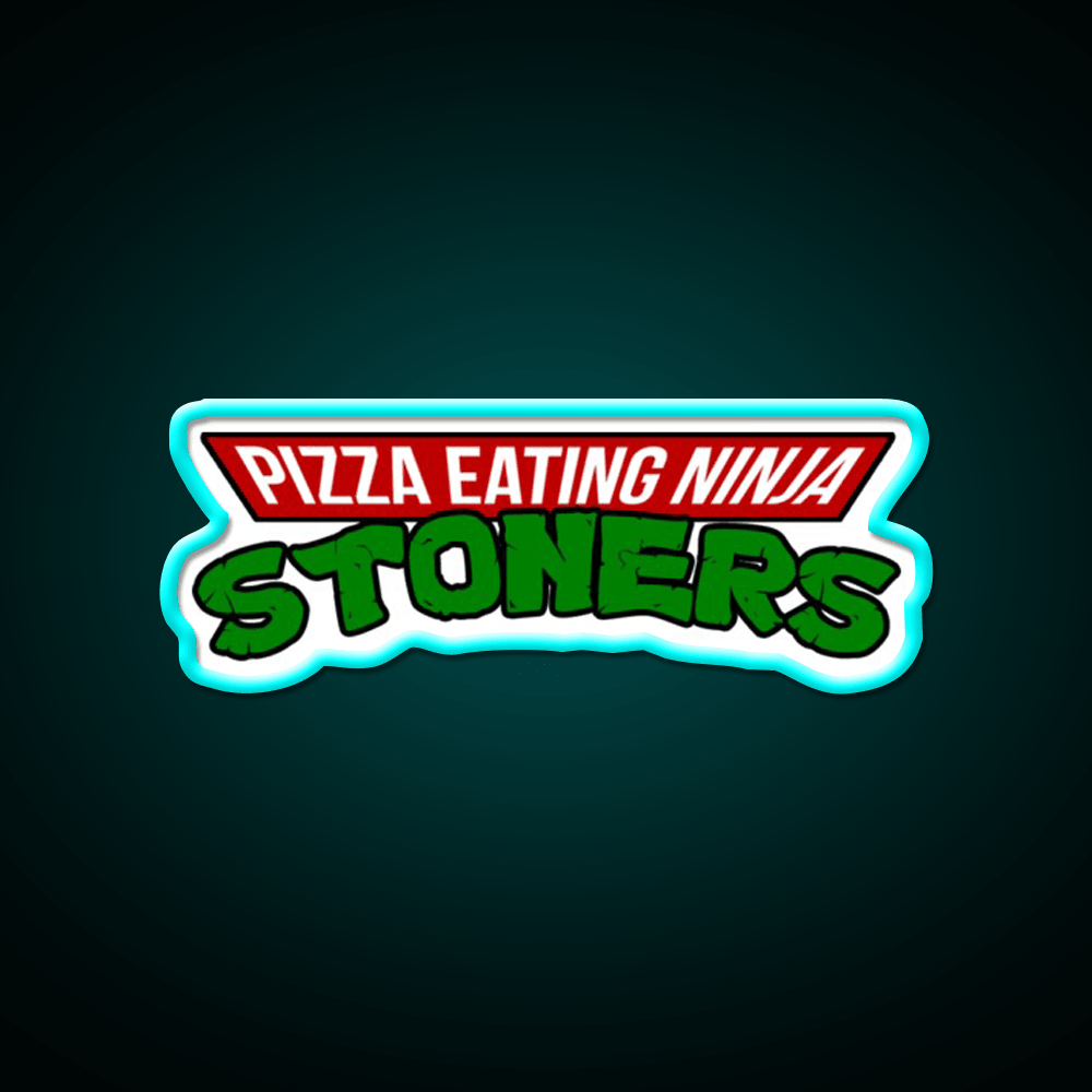 Pizza Eating Ninja Stoners Hemp Inspired Green Leaf Led Neon Sign Rgb Color - Shineneon