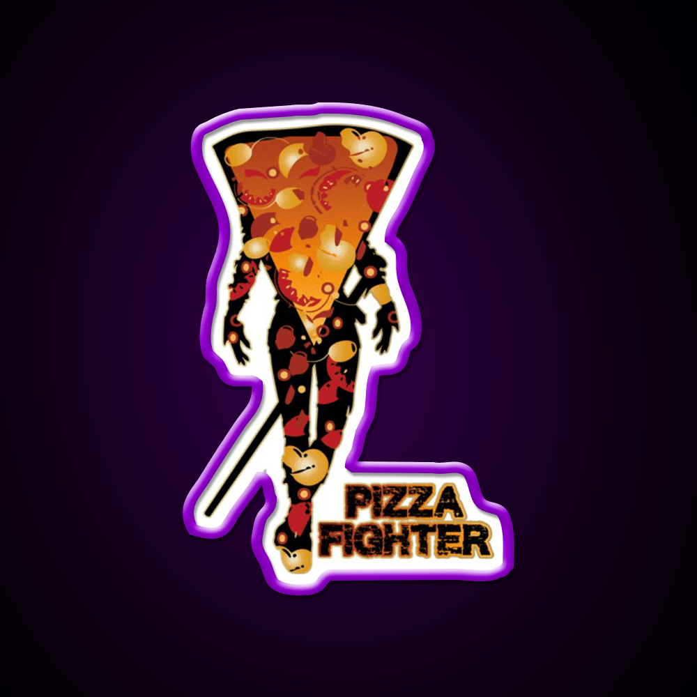Pizza Fighter Samurai Fast Food Led Neon Sign For Burger Place Rgb Color - Shineneon