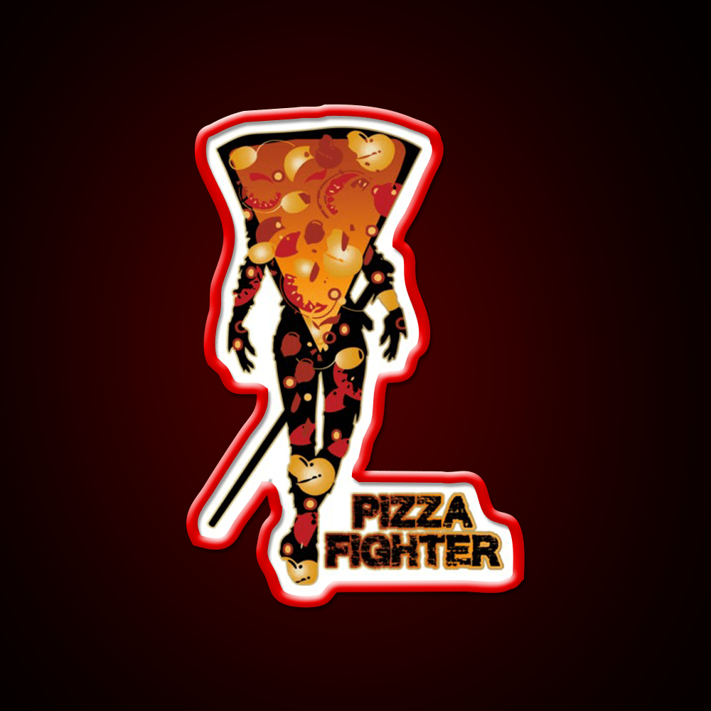 Pizza Fighter Samurai Fast Food Led Neon Sign For Burger Place Rgb Color - Shineneon