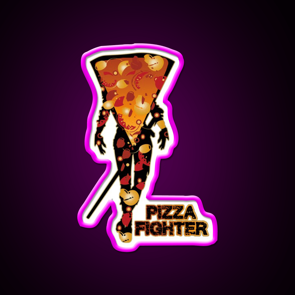 Pizza Fighter Samurai Fast Food Led Neon Sign For Burger Place Rgb Color - Shineneon