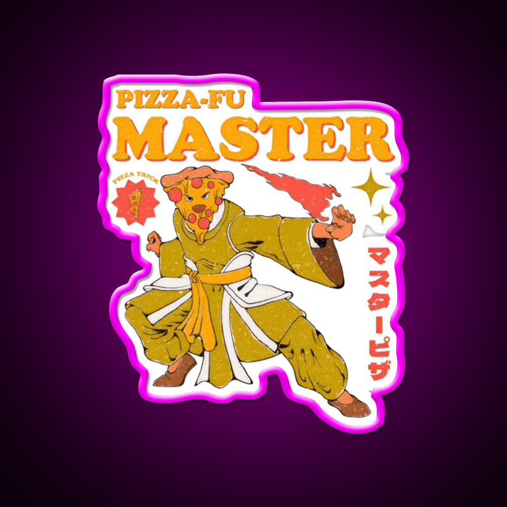 Pizza Fu Master Funny Pizza Led Neon Sign Chinese Food Rgb Color - Shineneon