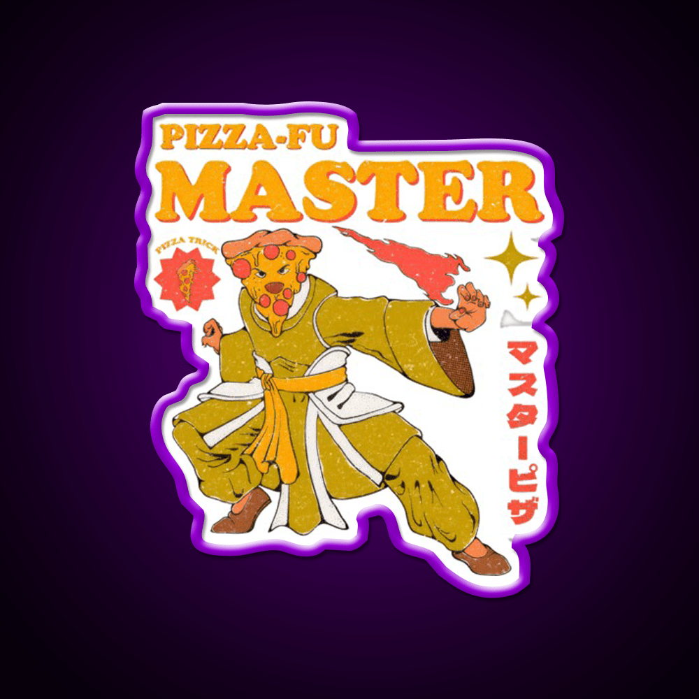 Pizza Fu Master Funny Pizza Led Neon Sign Chinese Food Rgb Color - Shineneon