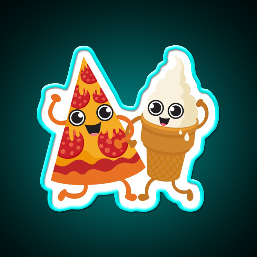 Pizza Ice Cream Fast Food Led Neon Sign For Burger Place Rgb Color