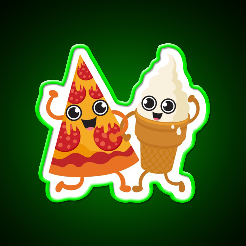 Pizza Ice Cream Fast Food Led Neon Sign For Burger Place Rgb Color