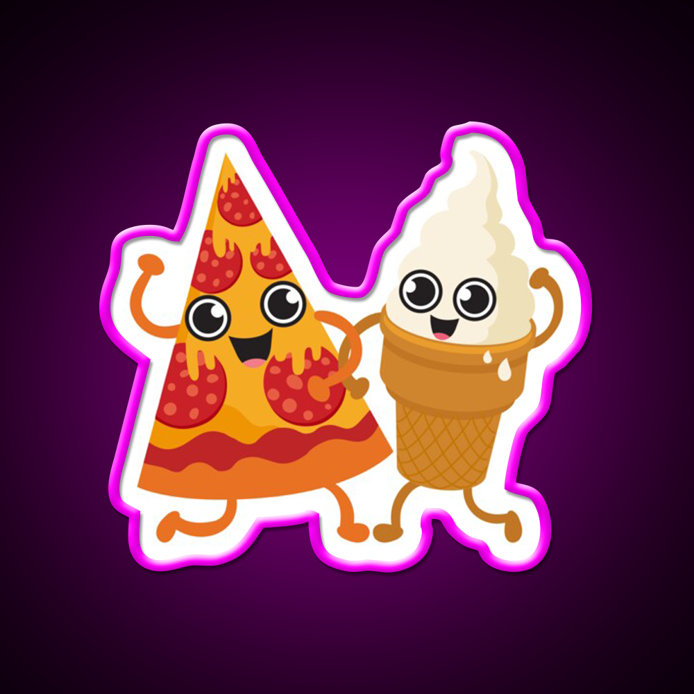 Pizza Ice Cream Fast Food Led Neon Sign For Burger Place Rgb Color