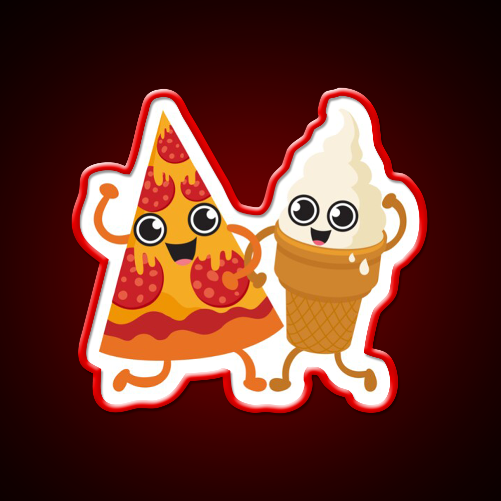 Pizza Ice Cream Fast Food Led Neon Sign For Burger Place Rgb Color