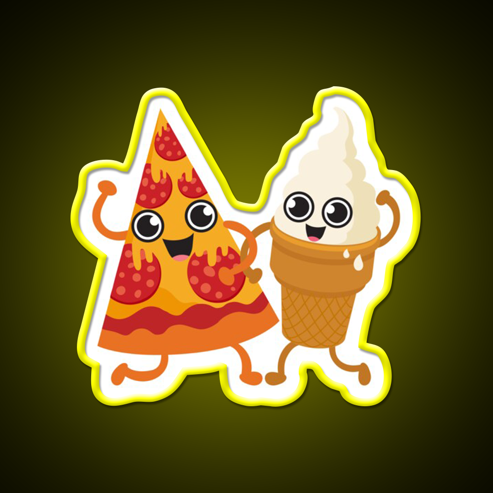 Pizza Ice Cream Fast Food Led Neon Sign For Burger Place Rgb Color