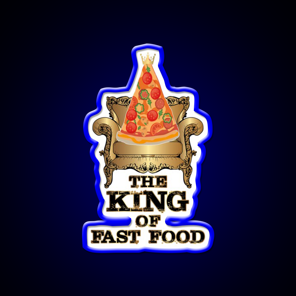 Pizza King Of Junk Food Throne Fast Food Led Neon Sign For Burger Place Rgb Color