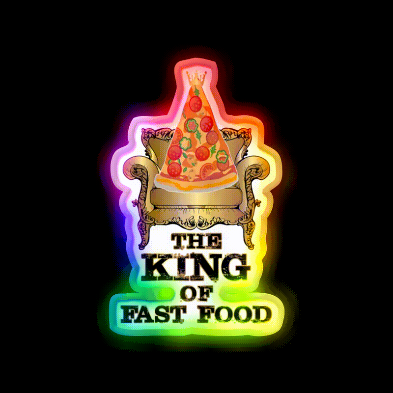 Pizza King Of Junk Food Throne Fast Food Led Neon Sign For Burger Place Rgb Color