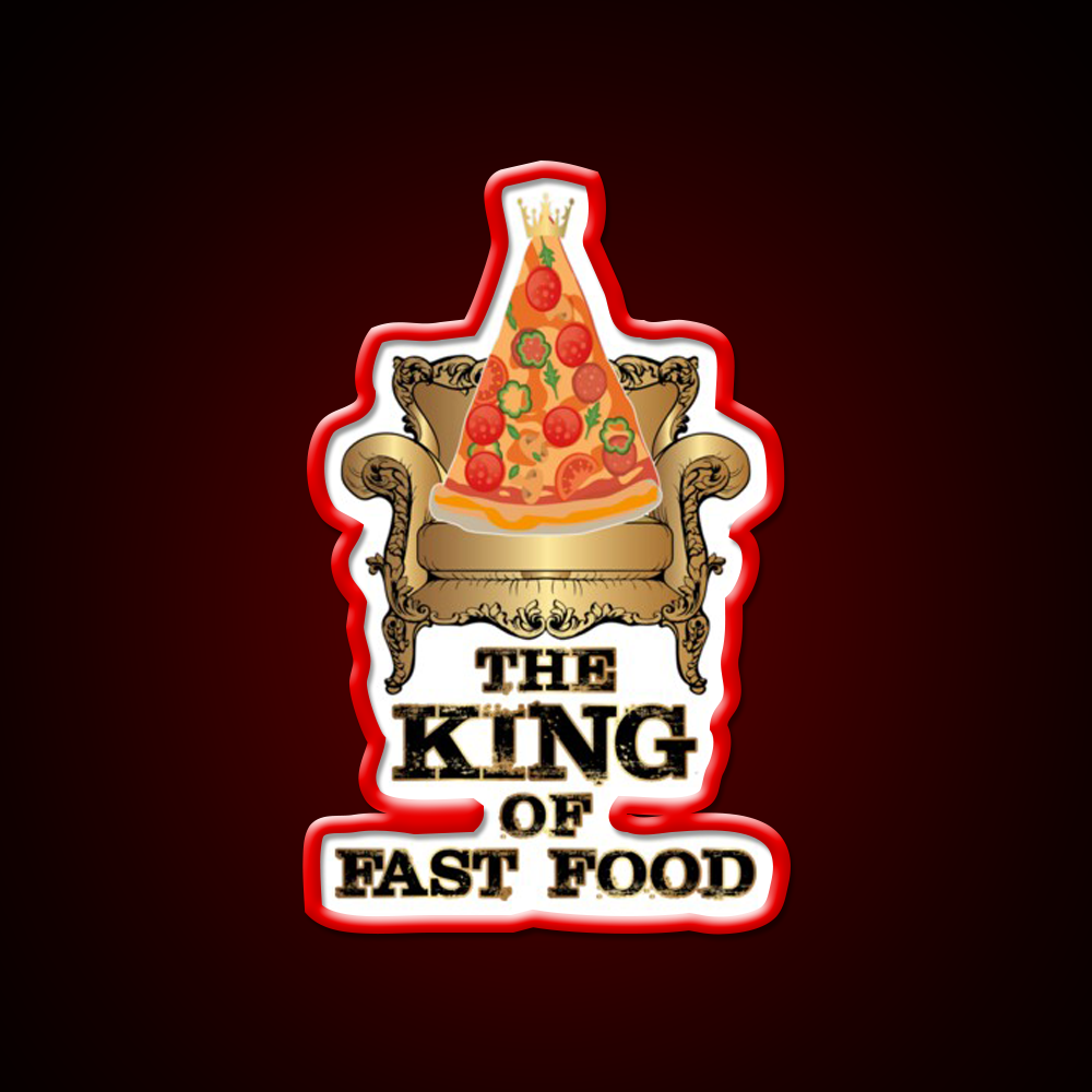 Pizza King Of Junk Food Throne Fast Food Led Neon Sign For Burger Place Rgb Color