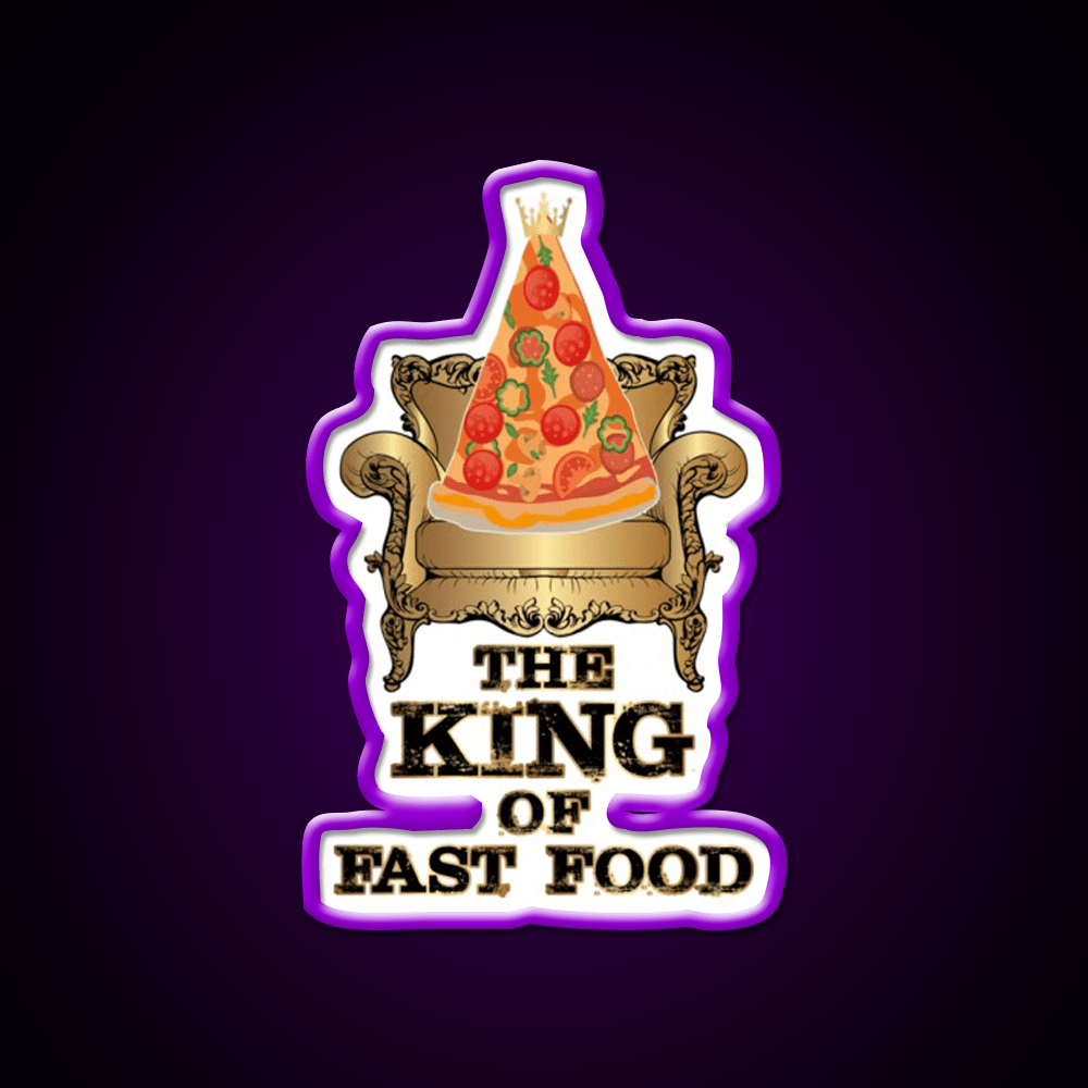 Pizza King Of Junk Food Throne Fast Food Led Neon Sign For Burger Place Rgb Color - Shineneon