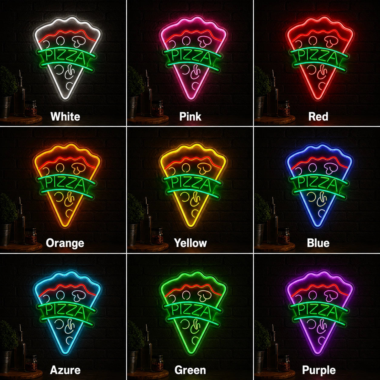 Pizza LED Neon Sign Wall Neon Sign - 05 Color Grid
