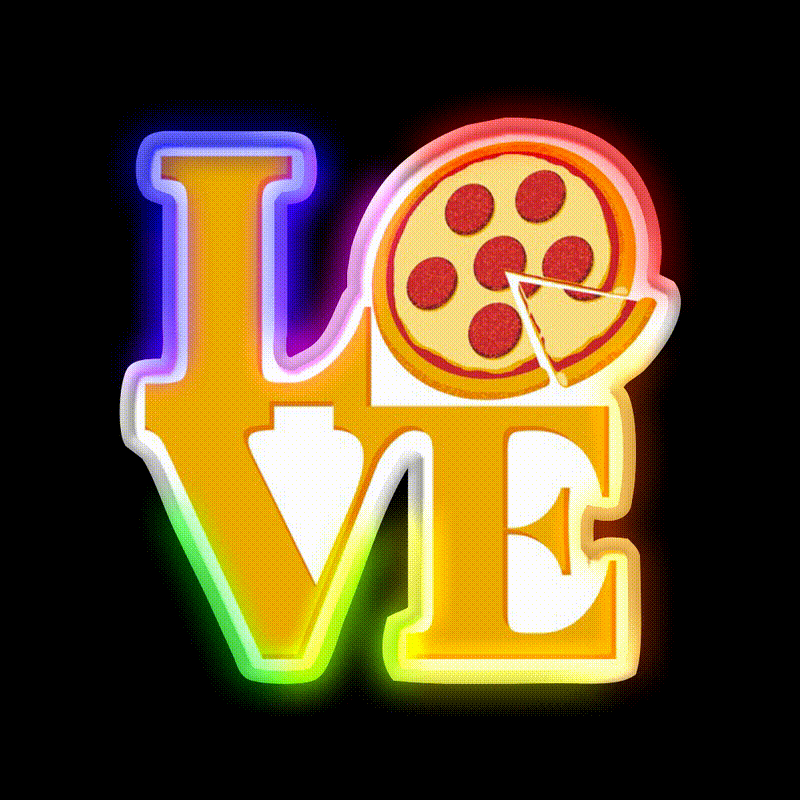 Pizza Love Fast Food Led Neon Sign For Burger Place Rgb Color