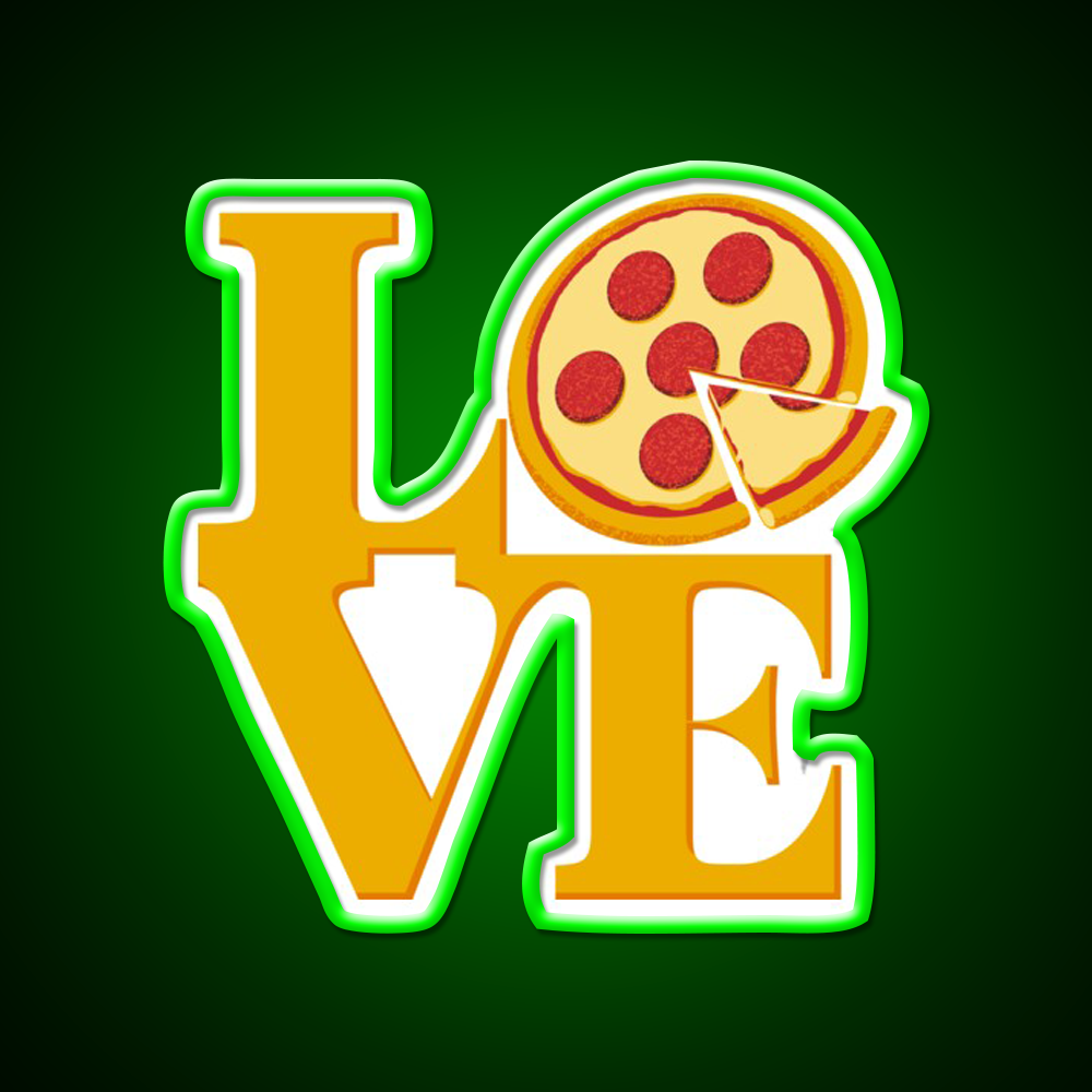 Pizza Love Fast Food Led Neon Sign For Burger Place Rgb Color