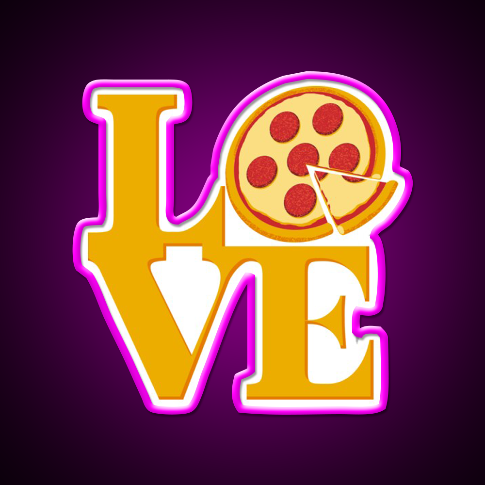 Pizza Love Fast Food Led Neon Sign For Burger Place Rgb Color