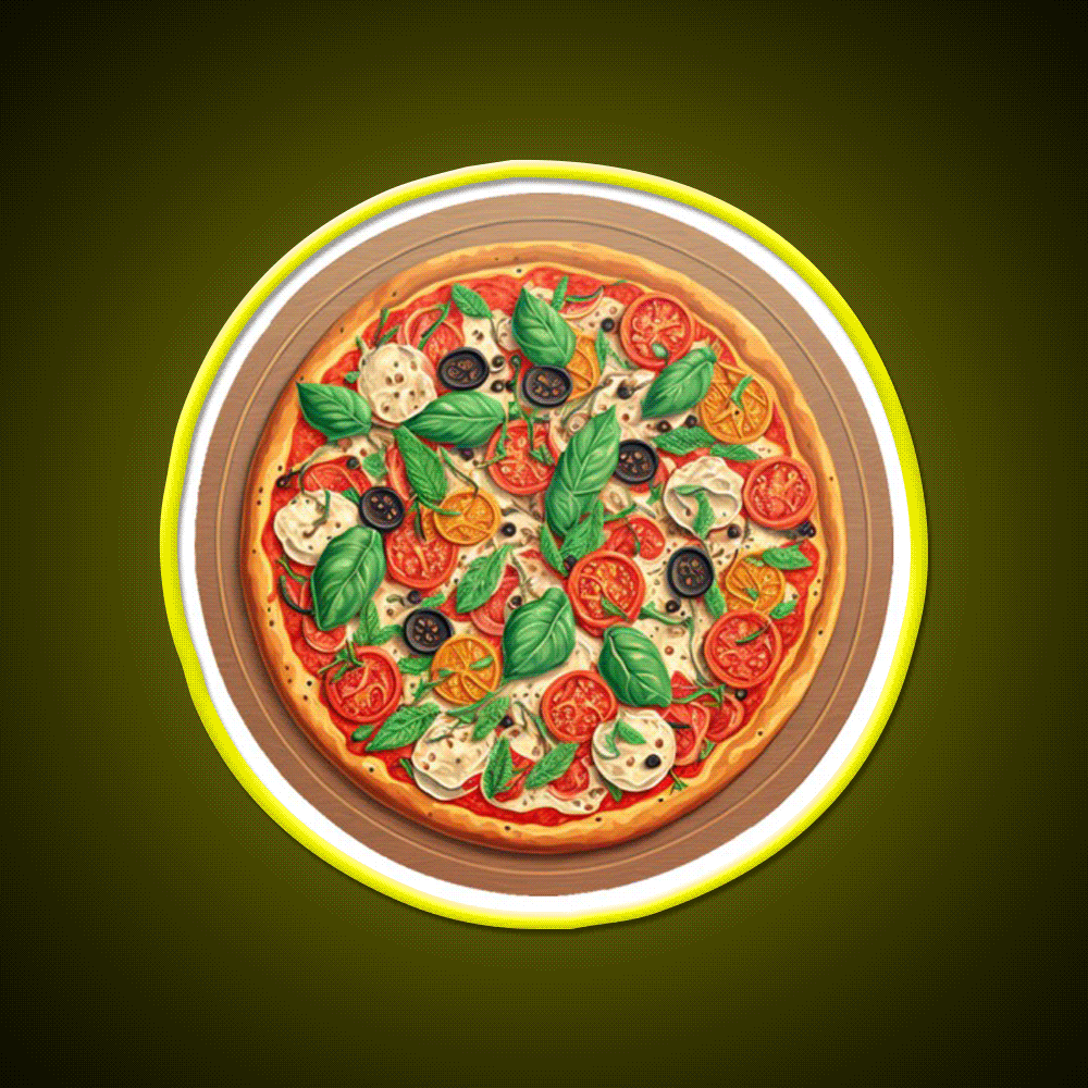 Pizza Margherita Snack Food Led Neon Sign Rgb Color - Custom LED neon sign front view