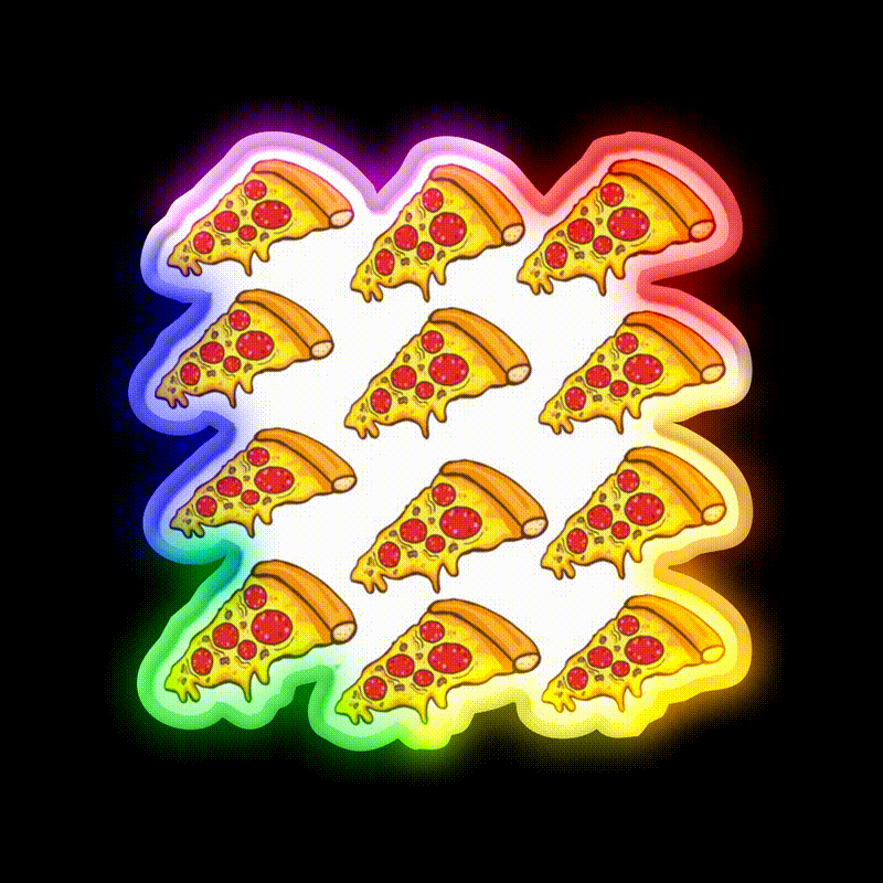 Pizza Patterns Fast Food Led Neon Sign For Burger Place Rgb Color