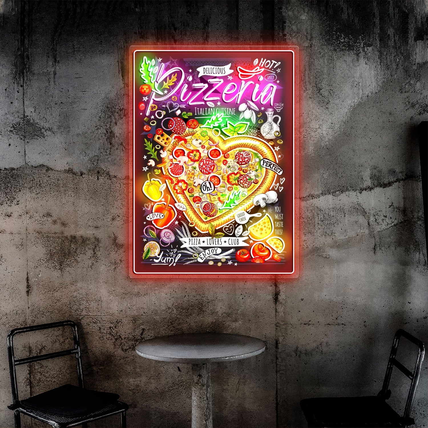 Pizza Poster Italian Cuisine Menu Acrylic Led Sign | Shineneon