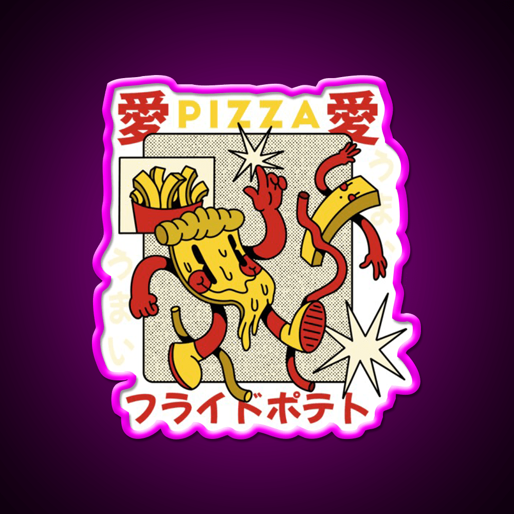 Pizza Retro Cartoon Fast Food Led Neon Sign For Burger Place Rgb Color - Shineneon