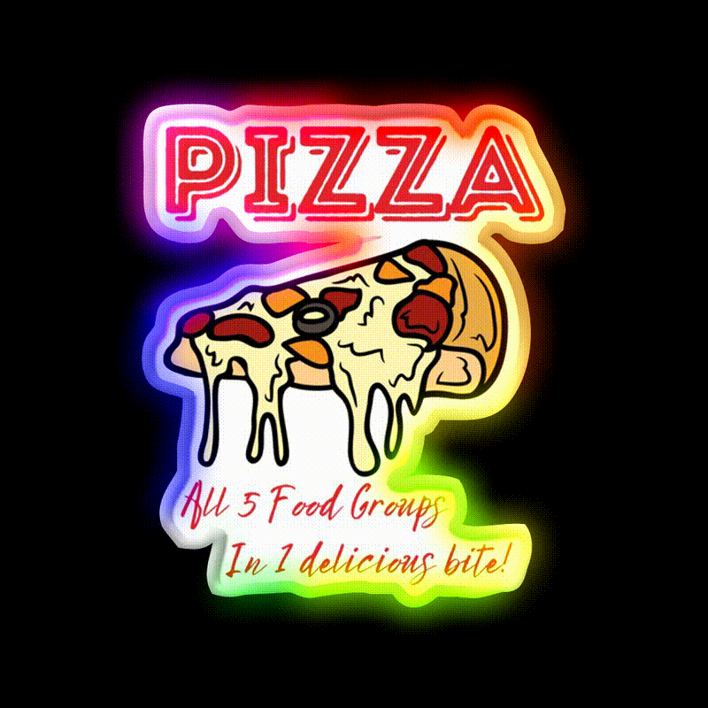 Pizza The Ultimate Food Snack Food Led Neon Sign Rgb Color - LED neon sign close-up detail
